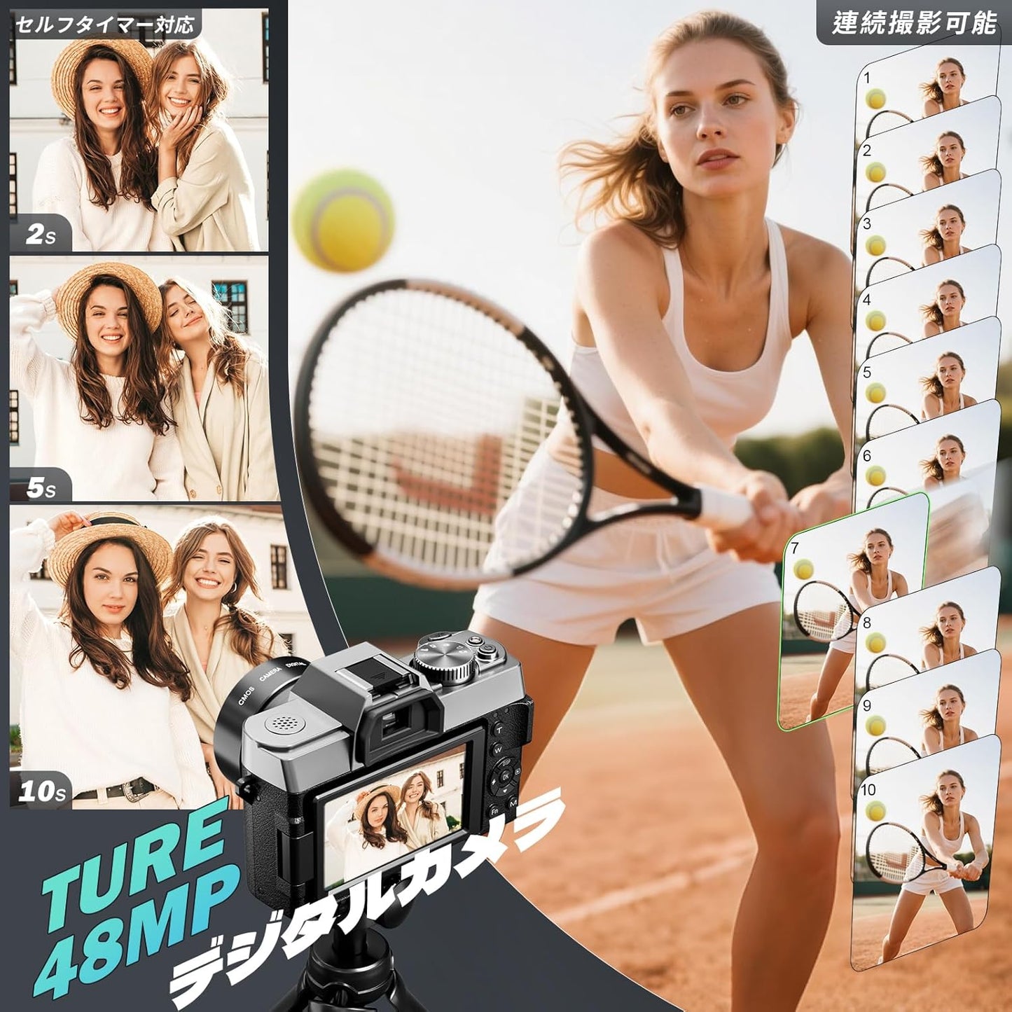 NBD 5K 48 Megapixel Digital Camera (2025 Model, New Color), 16x Zoom SLR Camera, 180° Flip Screen, Auto Focus, Image Stabilization, Wi-Fi and App Control, Macro + Wide Angle Lens & Webcam Functions