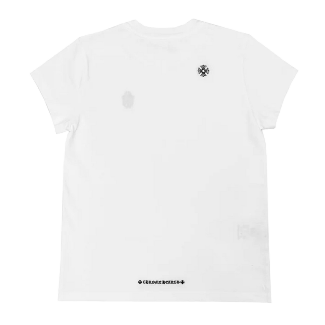 CHROME HEARTS WOMEN 'EMBROIDERED DAGGER' WHITE SHORT SLEEVE TEE