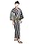Kyoetsu Men's Yukata (Summer Cotton Kimono) 4-Piece Set, Includes Obi (Sash), Geta (Wooden Clogs), R