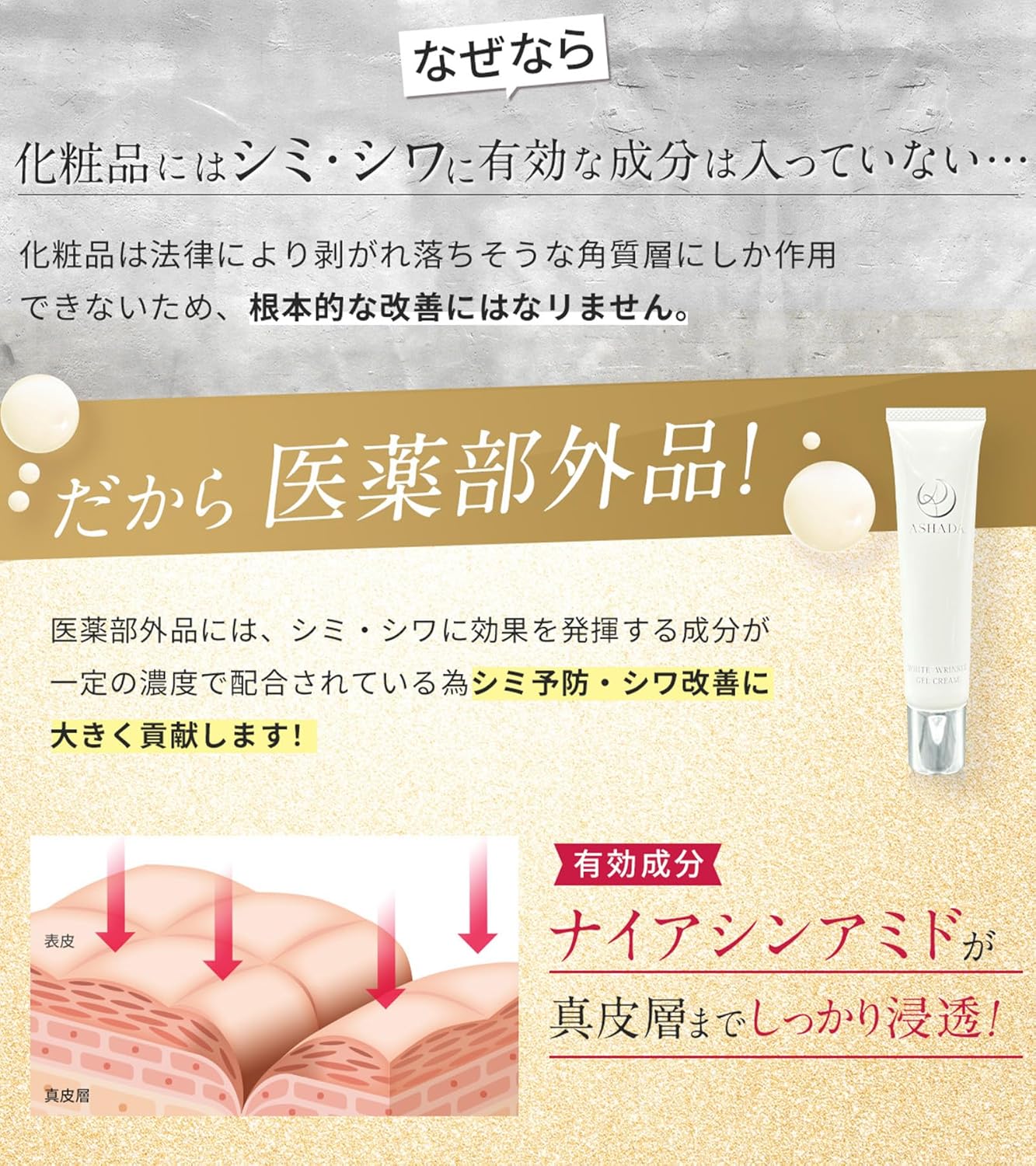 (Quasi-drug) ASHADA-Ashada White Cream 1.1 oz (30 g) Niacinamide Dipotassium Glycyrrhizinate Blending, Stain Prevention, Wrinkle Improvement, Medicated Wrinkle Improvement Cream, (2 Piece), Respect