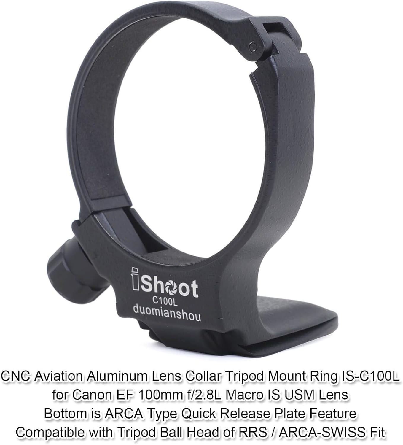 Camera Ring Tripod D, Canon Lens Compatible, EF 100mm f/2.8L Macro IS USM Compatible, Lens Support Collar, Lens Bracket Collar, Tripod Socket, Tripod Mount Ring, Arca-swiss fit Quick Release Plate for