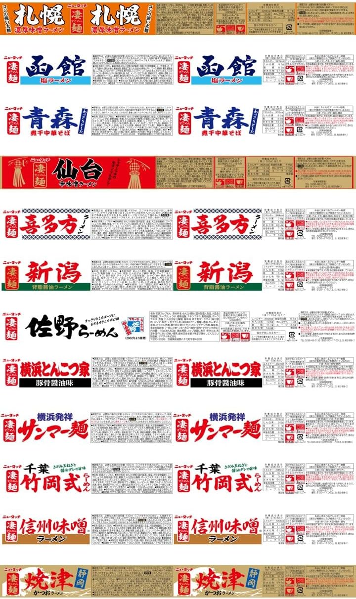 ニュータッチ ヤマダイ 凄麺 ご当地ラーメン食べ比べセット (東日本編) 12個