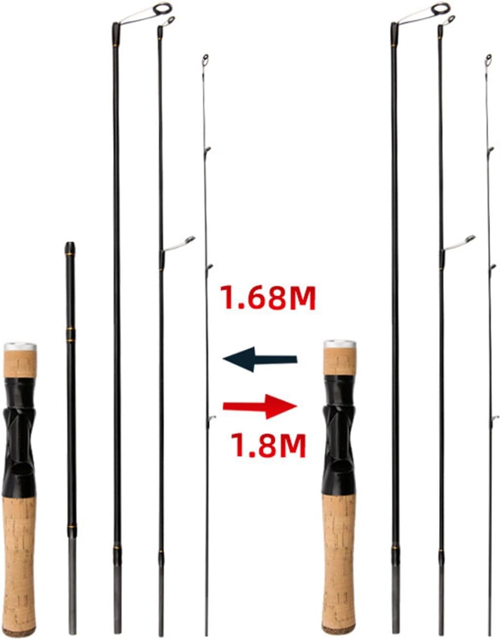 Milageto 5 Section Fishing Rod Casting and Spinning Rod Portable Carbon Fiber Fishing Rod Split Design for Surf, Xander, Bass