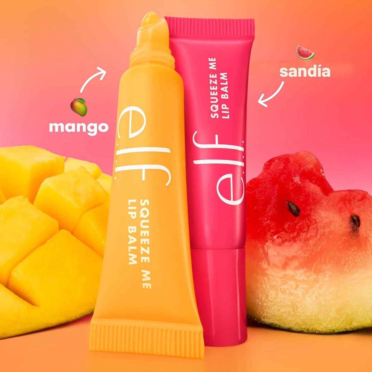e.l.f. Squeeze Me More Lip Balm Duo - Bálsamo hidratante para un tinte de color transparente, fabricado con ácido hialurónico, vegano y libre de crueldad, mango y sandía