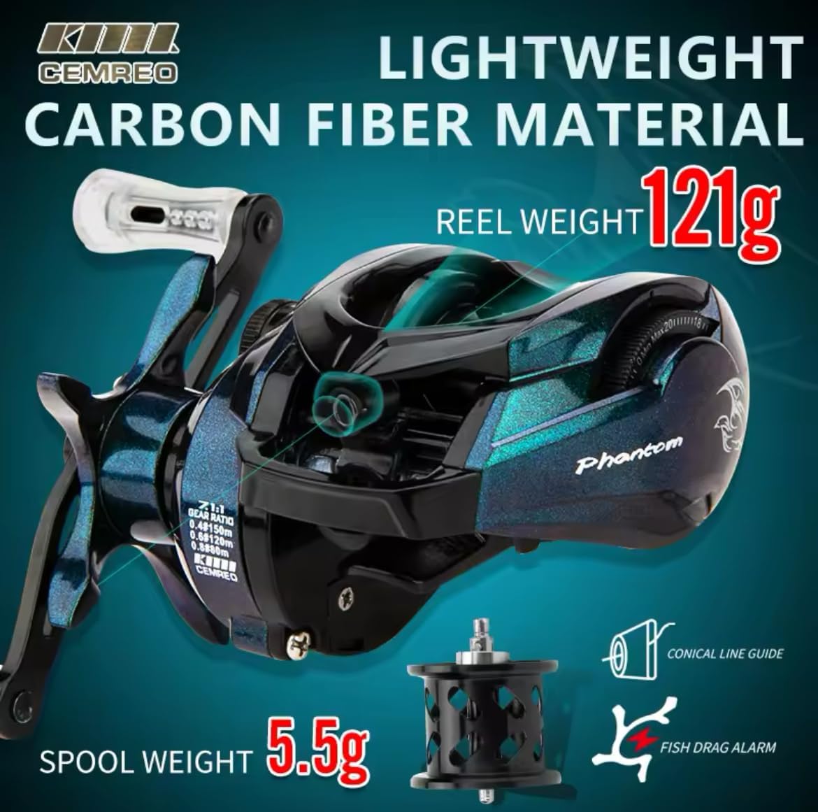 CEMREO PHANTOM Ultralight 4.3 oz (121 g) Bait Reel Left Handle BFS Semleo Phantom Baitfiness Reel BFS