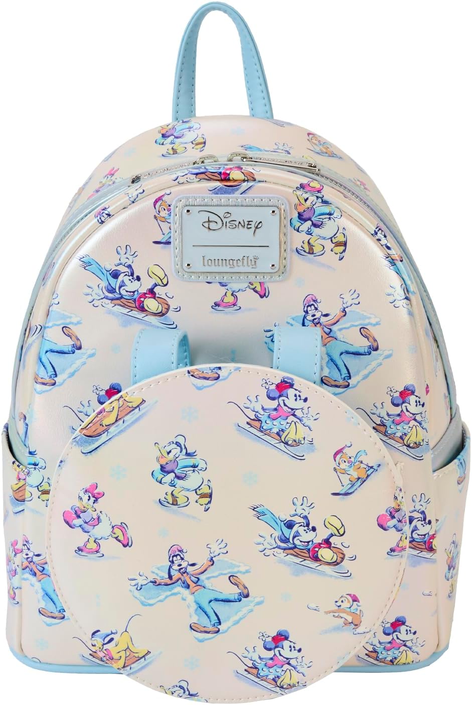 Loungefly Disney Mickey and Friends Winter Wonderland AOP Mini Backpack with Headband