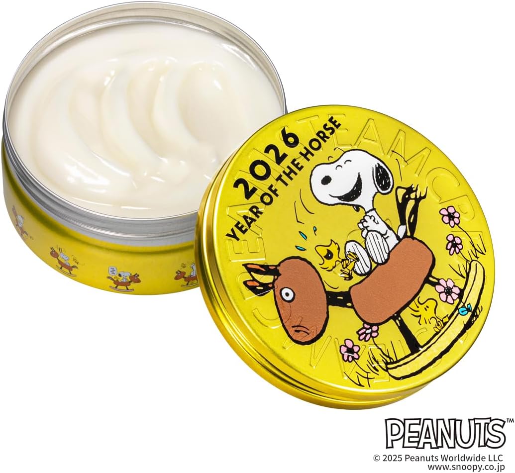 1591_ YEAR OF THE HORSE (PEANUTS OF THE HORSE) 2.6 oz (75 g), Steam Cream, Official, Made in Japan, Moisturizing, For Face, Body, Hands, Oatmeal, Natural Essential Oil, Natural Ingredients
