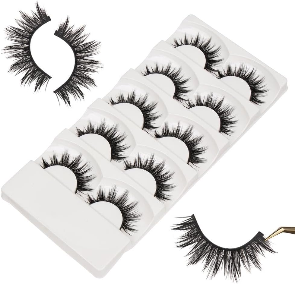 Soft 5 Pairs Handmade Makeup Thick False Eyelashes Long Black Natural