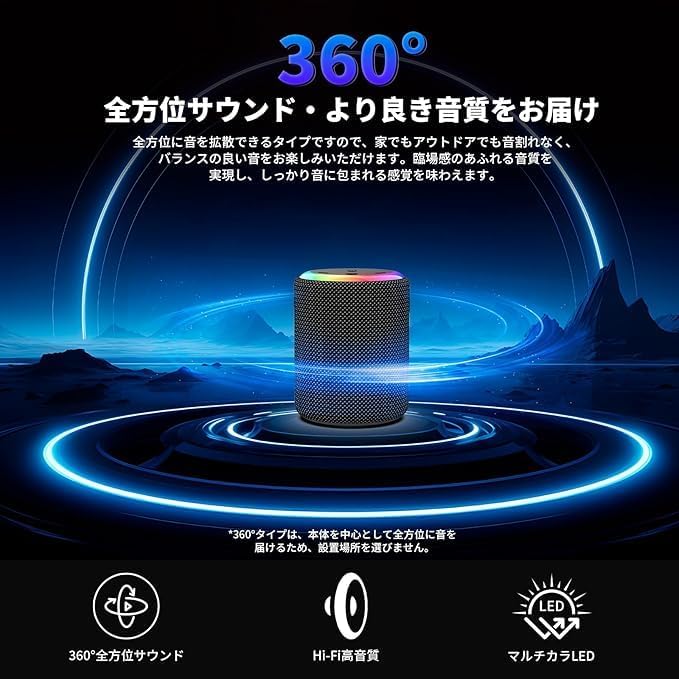 Bluetooth Speaker, Wireless Speaker, Small, HIFI Sound Quality, Loud Volume, Portable Speaker (2025 New Upgrade), Bluetooth 5.3, LED Light, Type-C Charging, IPX7 Waterproof, AUX Compatible, Built-in