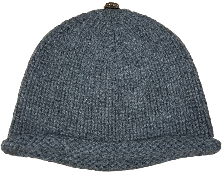 CHROME HEARTS 'FLEUR DE LIS' CASHMERE KNIT SILVER FLEUR GREY BEANIE