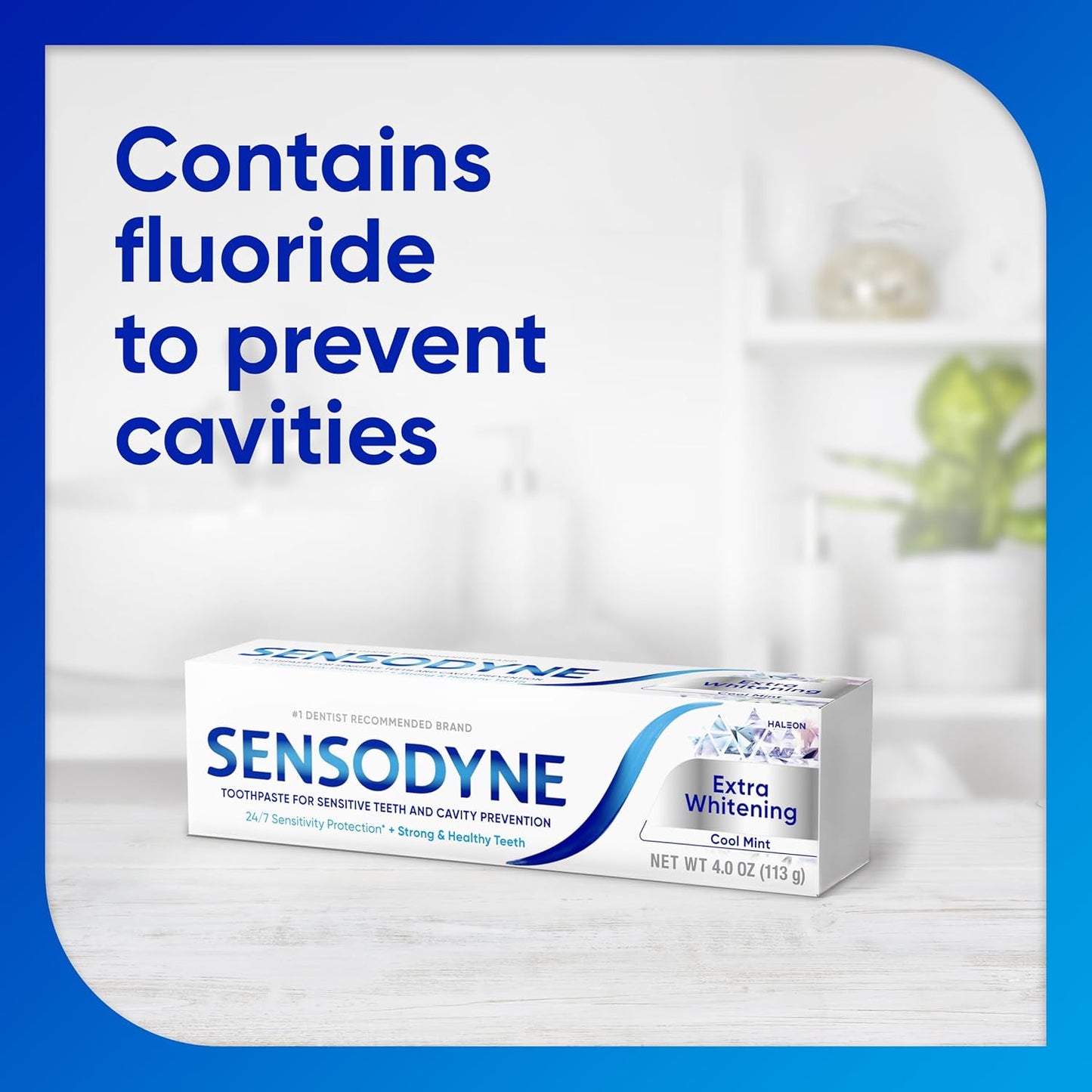 Sensodyne Extra Whitening - Pasta dental blanqueadora para dientes sensibles y prevención de caries, Exclusive, menta fresca, Exclusive - 4 onzas (paquete de 4)