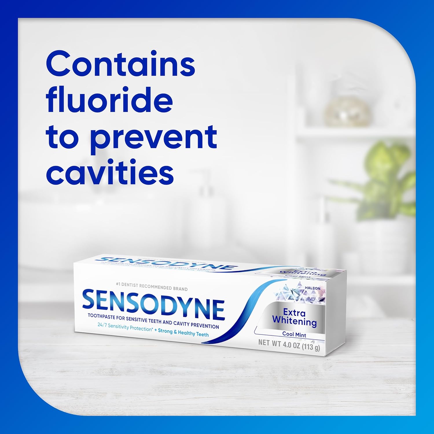 Sensodyne Extra Whitening - Pasta dental blanqueadora para dientes sensibles y prevención de caries, Exclusive, menta fresca, Exclusive - 4 onzas (paquete de 4)