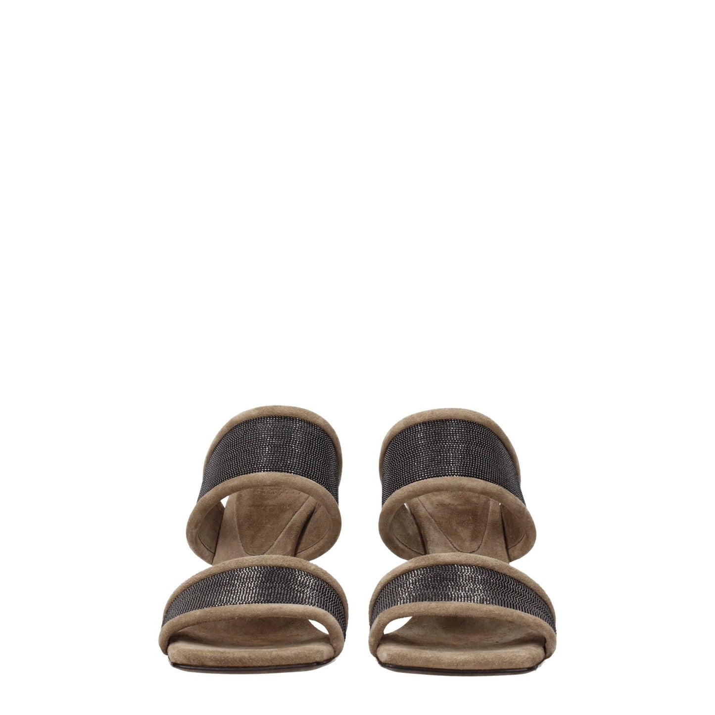 Brunello Cucinelli Sandals Women Suede Beige/Silver - Image 2