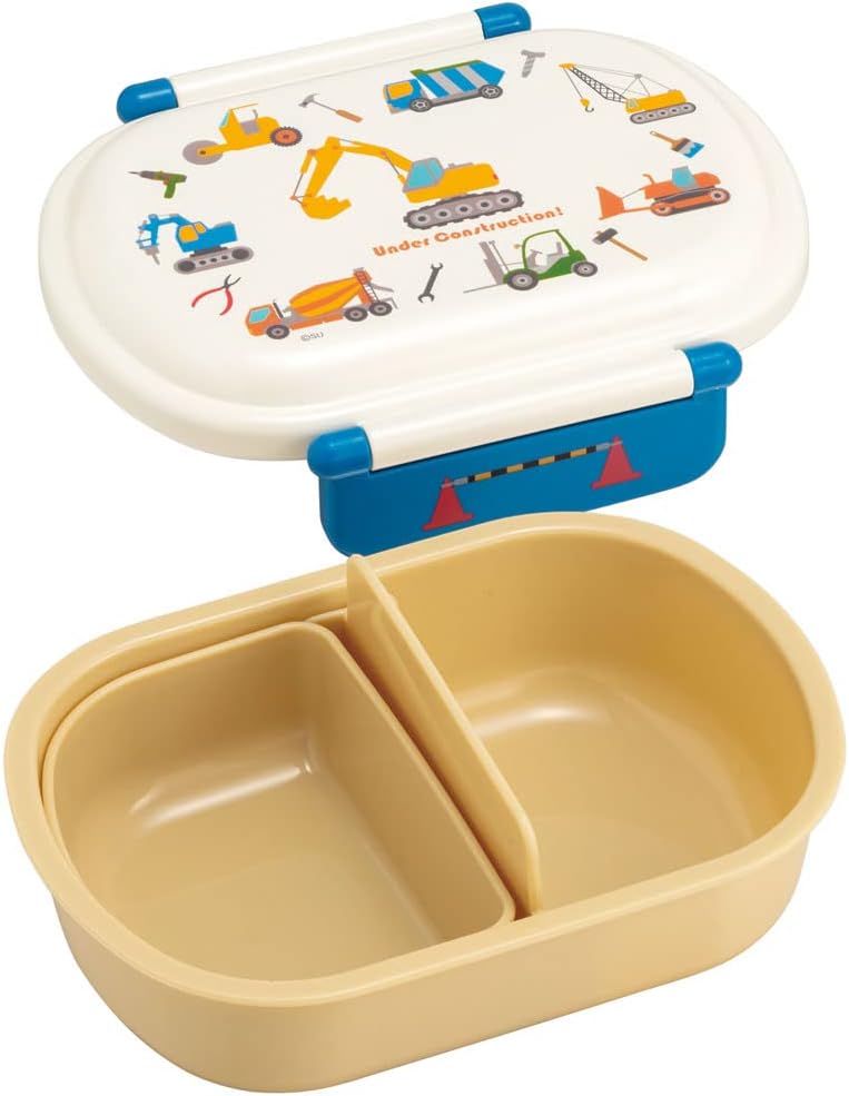 Skater QAF2BAAG-A Children's Bento Box, 12.2 fl oz (360 ml), Fluffy Lid, Made in Japan, 1 Tier, Dishwasher Safe, Microwave Safe, For Working Vehicles, Boys