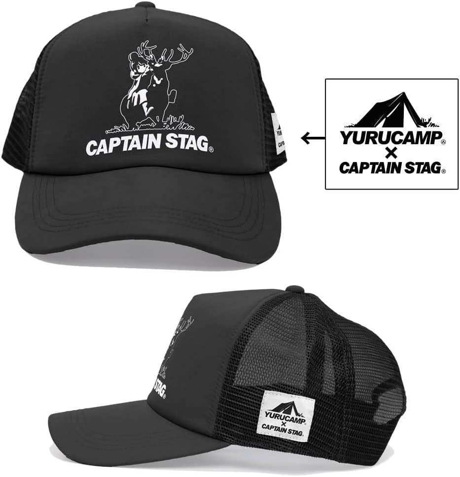 Two-Dimensional Cospa "Yuru Camp" x Captain Stag x Captain Stag Mesh Cap Black