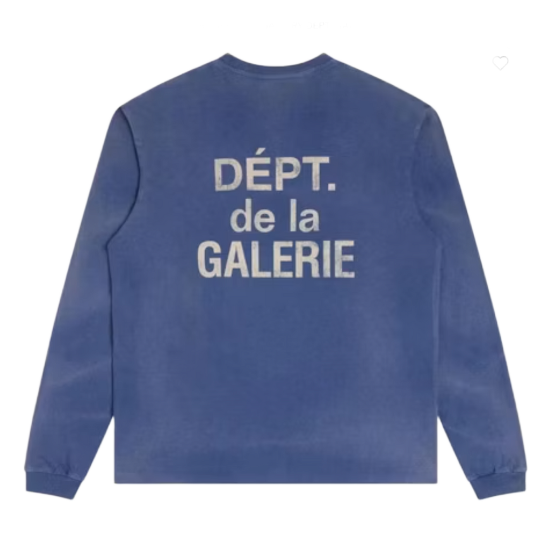 GALLERY DEPT. 'NAVY' FRENCH LOGO LONG SLEEVE TEE