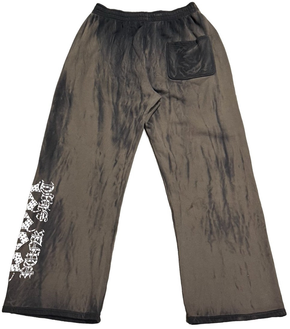BOSSI 'WHITE HEAVY METAL' BROWN RHINESTONE SWEATPANTS