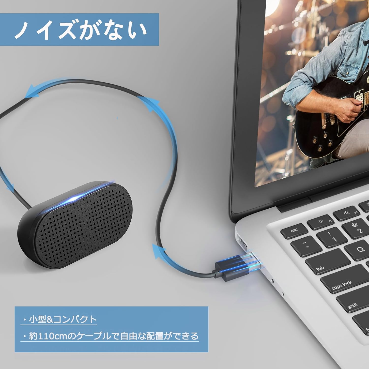 HM5002 Speaker, Small Loudness, USB Connection, Space Saving Design, Black