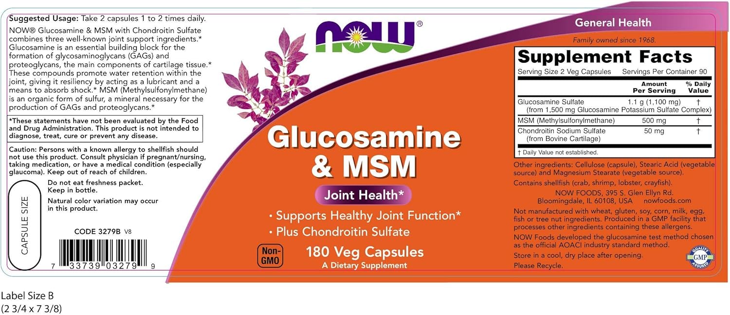 Now Foods Glucosamine & MSM 180 Tablets