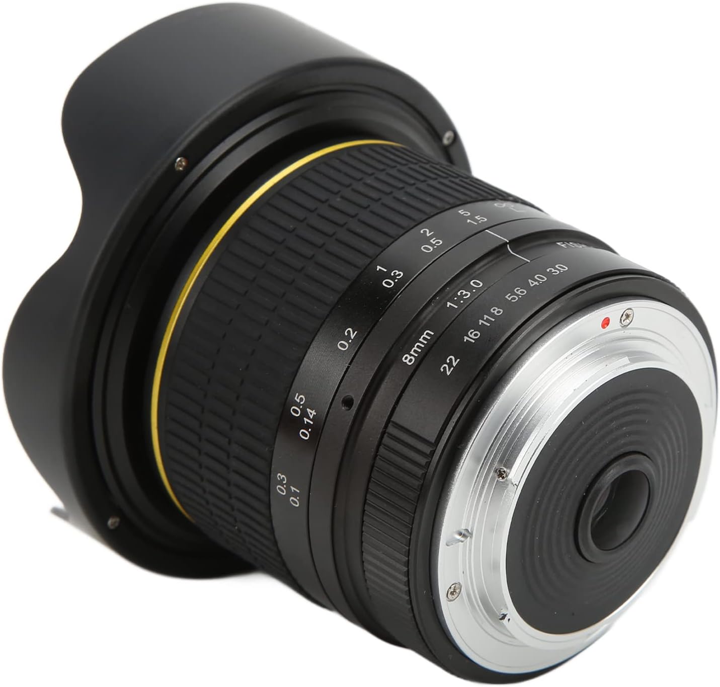Fisheye Lens, 180° Viewing Angle 8mm Ultra Wide Angle Lens Multicoated Half Frame for Nikon SLR Cameras