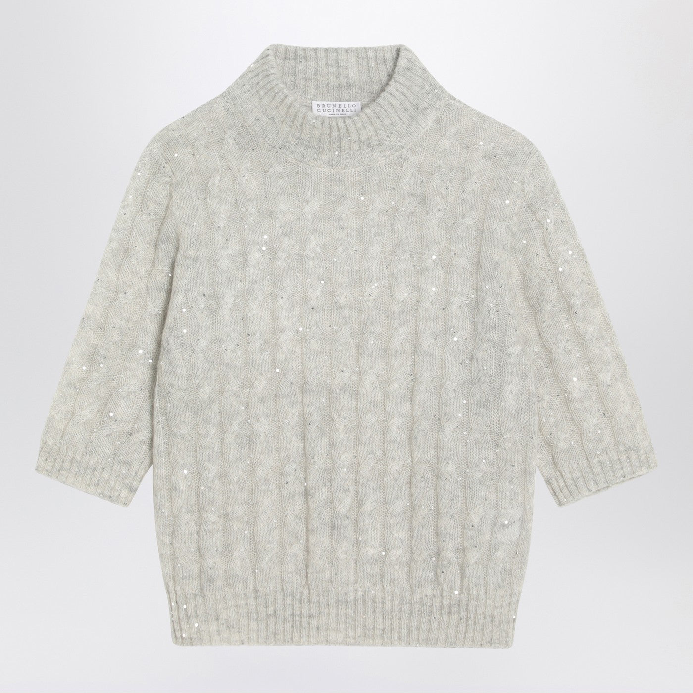 Brunello Cucinelli Light灰色のケーブルニットセーターMohairブレンド - Image 2