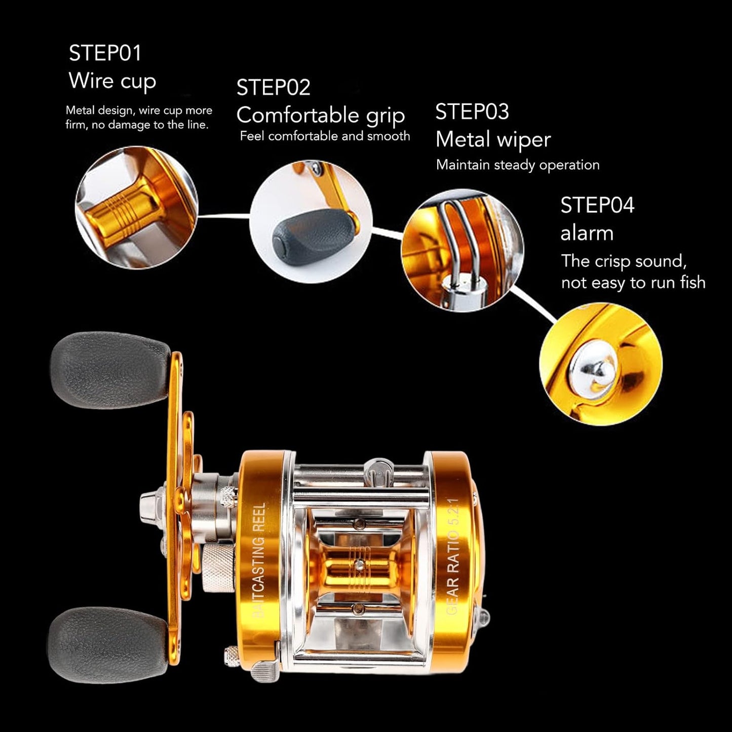 Bait Reel, Metal Fishing Reel (Left Hand)
