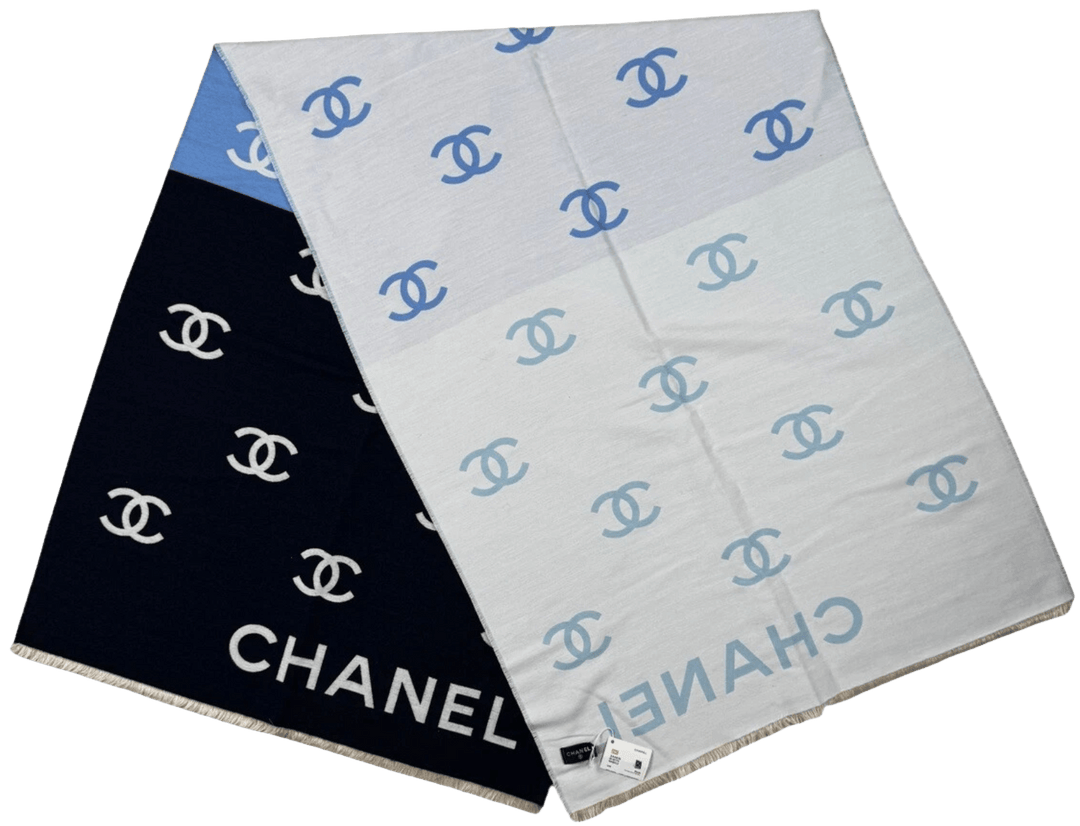 CHANEL 'BLUE' 2025 CRUISE COLLECTION CC SILK SCARF