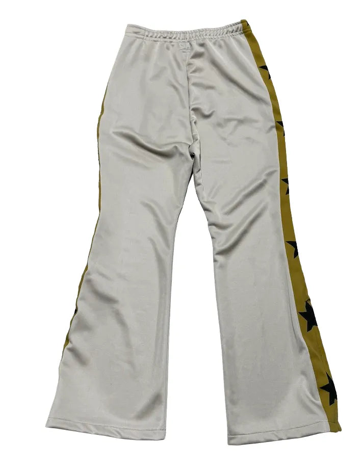KAPITAL 'STUNTMAN & WOMAN' BEIGE FLARED TRACK PANTS