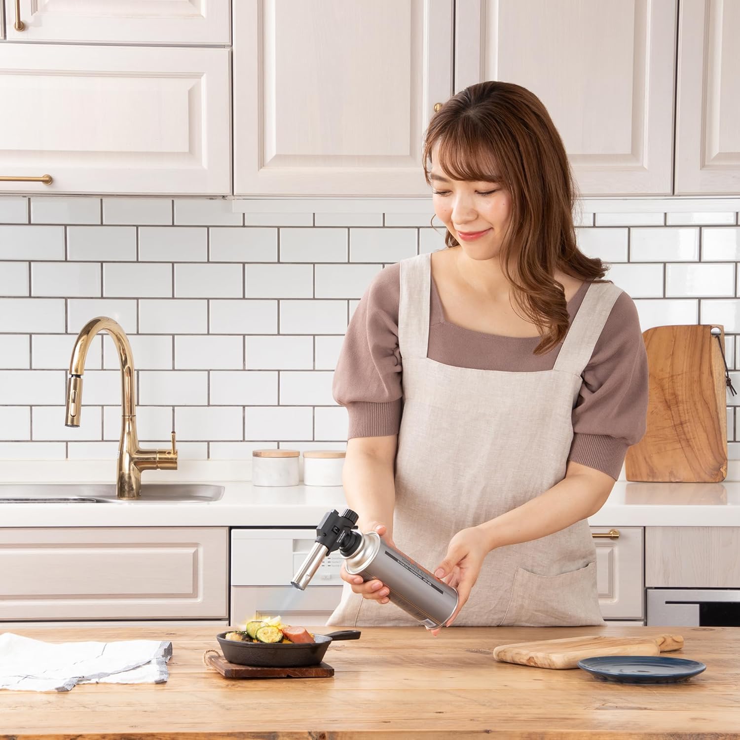 Shinfuji RZ-730SBK Burner Power Torch Gas Burner, Upside Down Use, Roasting, Cooking, Welding, Adjustable Power, Large Diameter 0.9 in (22 mm), Small, Black