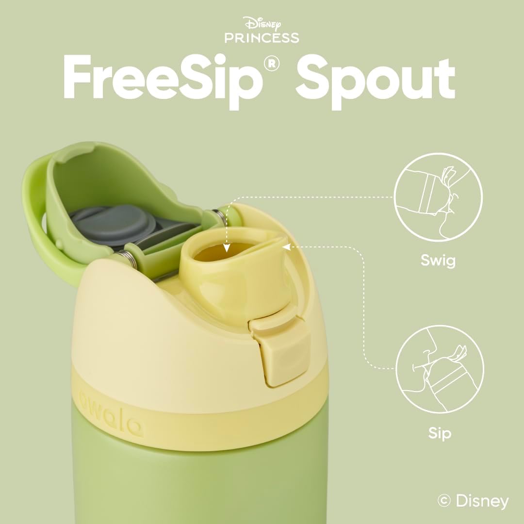 Owala Disney Princess FreeSip - Botella de agua aislada de acero inoxidable con popote para deportes y viajes, botella de agua deportiva sin BPA, 24 onzas, Tiana