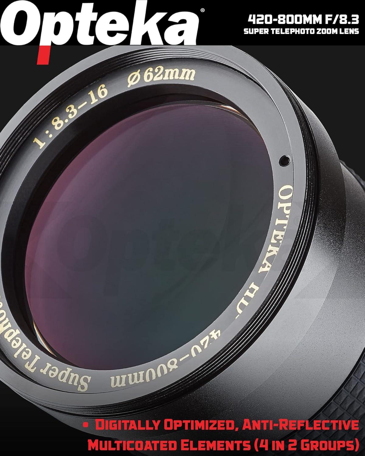 Opteka 420-800mm (w/ 2X- 840-1600mm) f/8.3 HD Telephoto Zoom Lens for Nikon DX FX F-Mount DSLR Cameras