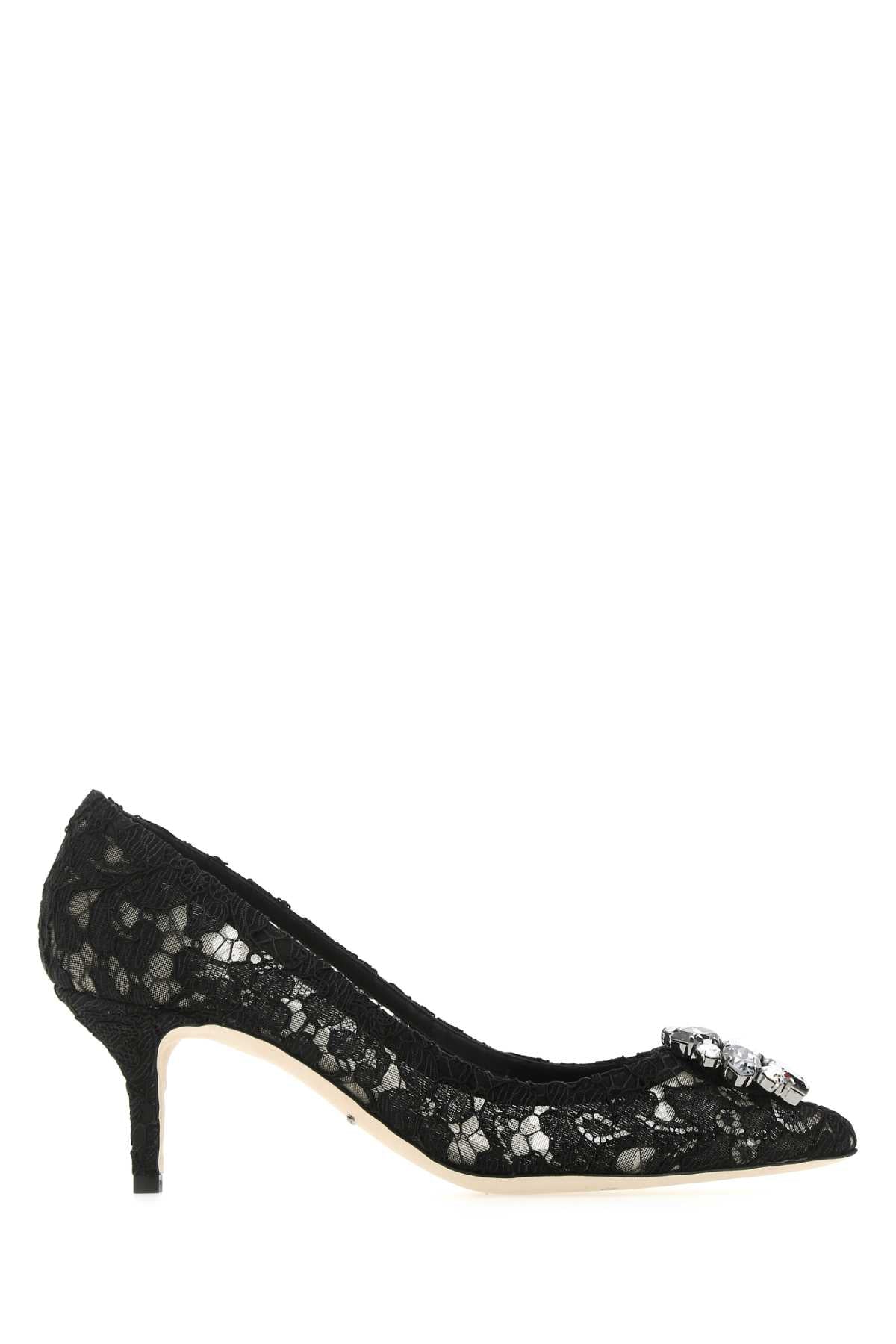Dolce  Gabbana ドルチェ＆ガッバーナブラックレースポンプ - Image 2