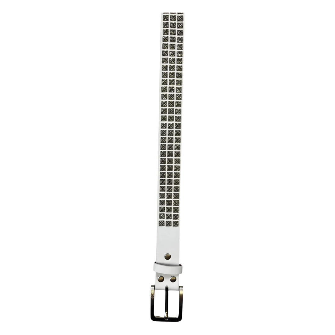 BOSSI 'SILVER ON WHITE' STUDDED BELT
