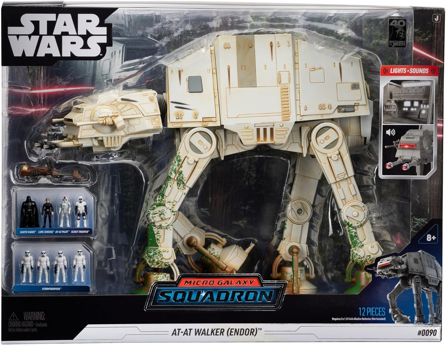 Star Wars Micro Galaxy Squadron at-at Walker (Endor) Exclusivo de - Vehículo de 10 pulgadas con luces, sonidos, zonas de acción y accesorios (Juguetes para niños a partir de 8 años)