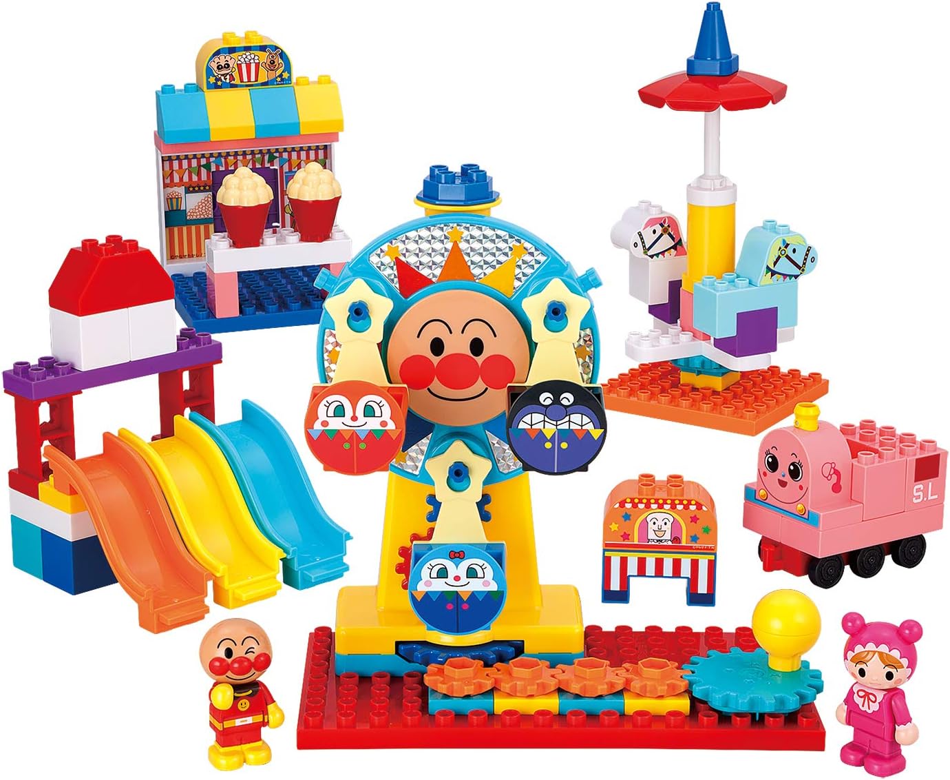 Bandai BlockLabo BlockLabo Anpanman Big Ferris Wheel Transformation! Anpanman Carousel Amusement Park Block Target Age 3 Years and Up