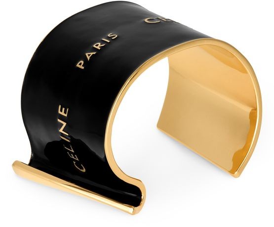 Celine ribbon large cuff in enamel and brass with gold finish - Image 2