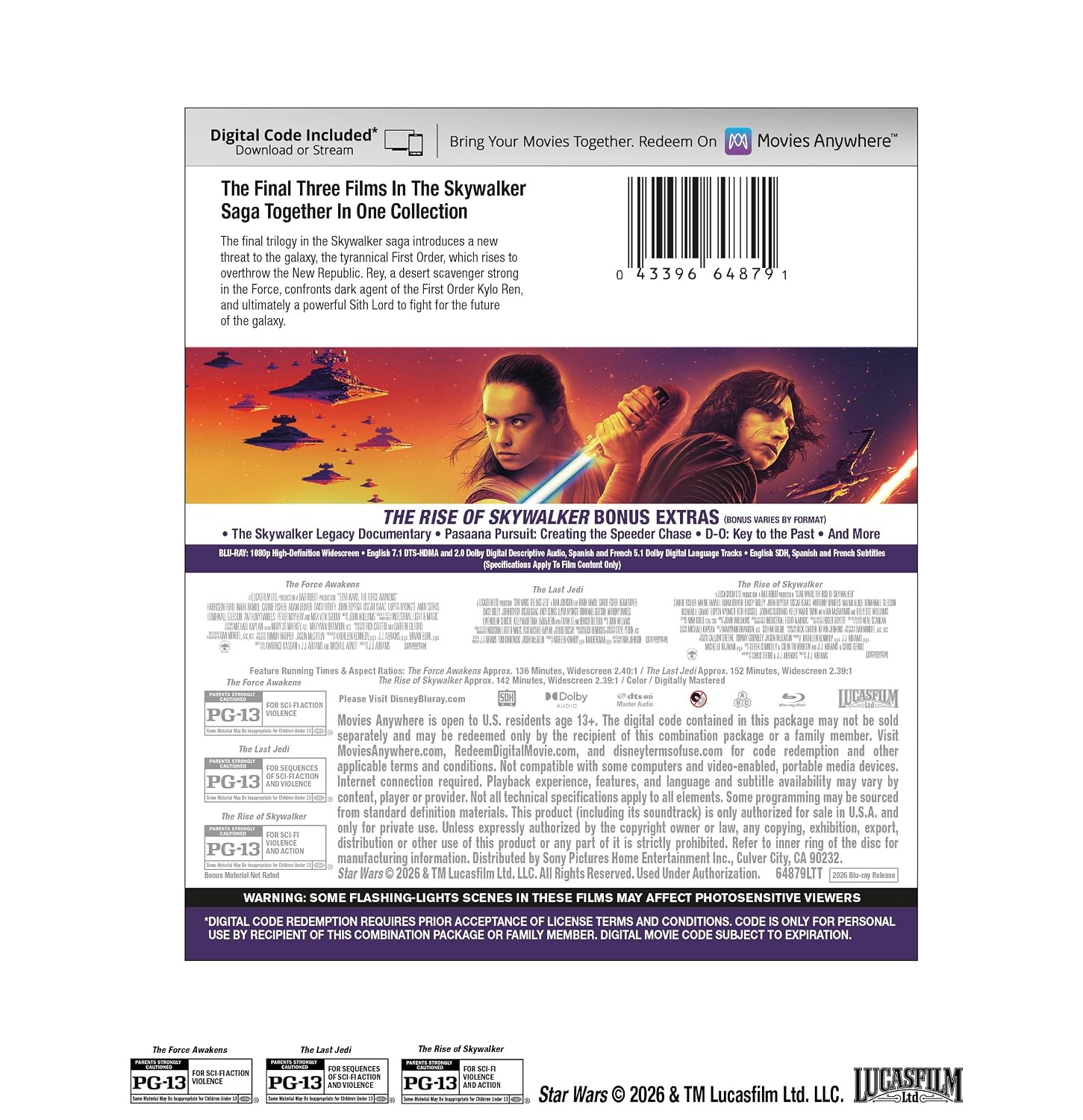 Star Wars: Sequel Trilogy (3 Discs) - Blu-Ray + Digital