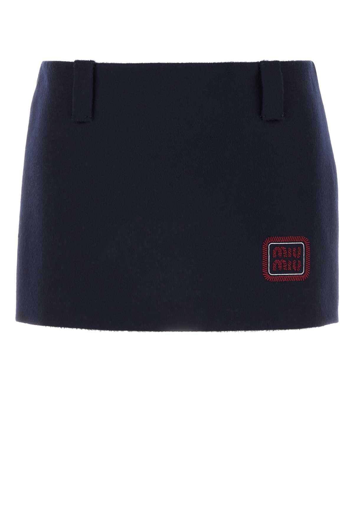 Miu Miu Miuダークブルーウールブレンドミニスカート - Image 2