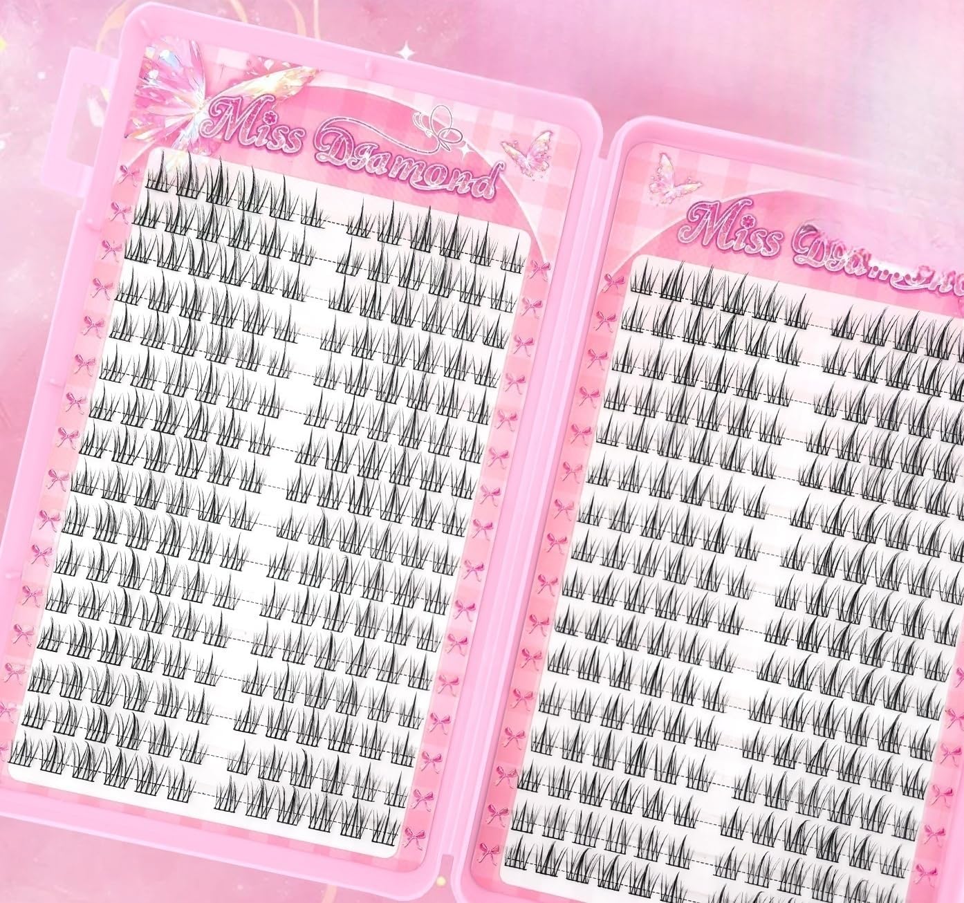 384 Pairs Large Capacity False Eyelashes, Cute, Three-Dimensional, Partial False Eyelashes with Glue, Bunchy, Popular, Beginner, Durable, Eye Makeup, Natural, Lightweight, Comfortable, Travel and