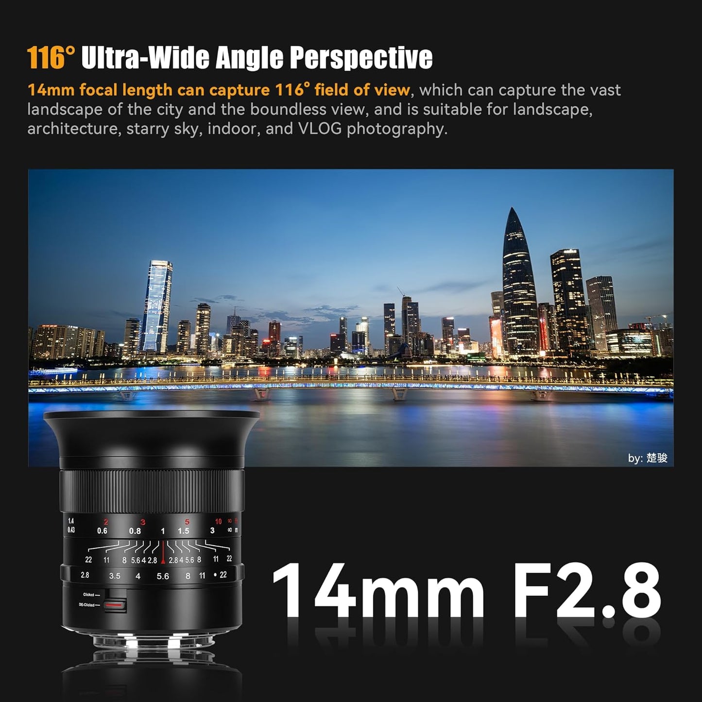 7artisans MF14mm F2.8 Full Frame Ultra Wide Angle 116° Large Aperture Single Focus Lens for Leica / Panasonic S1, DC-S1, S5, DC-S5, LUMIX S9 Series / Sigma L Series Mirrorless Cameras