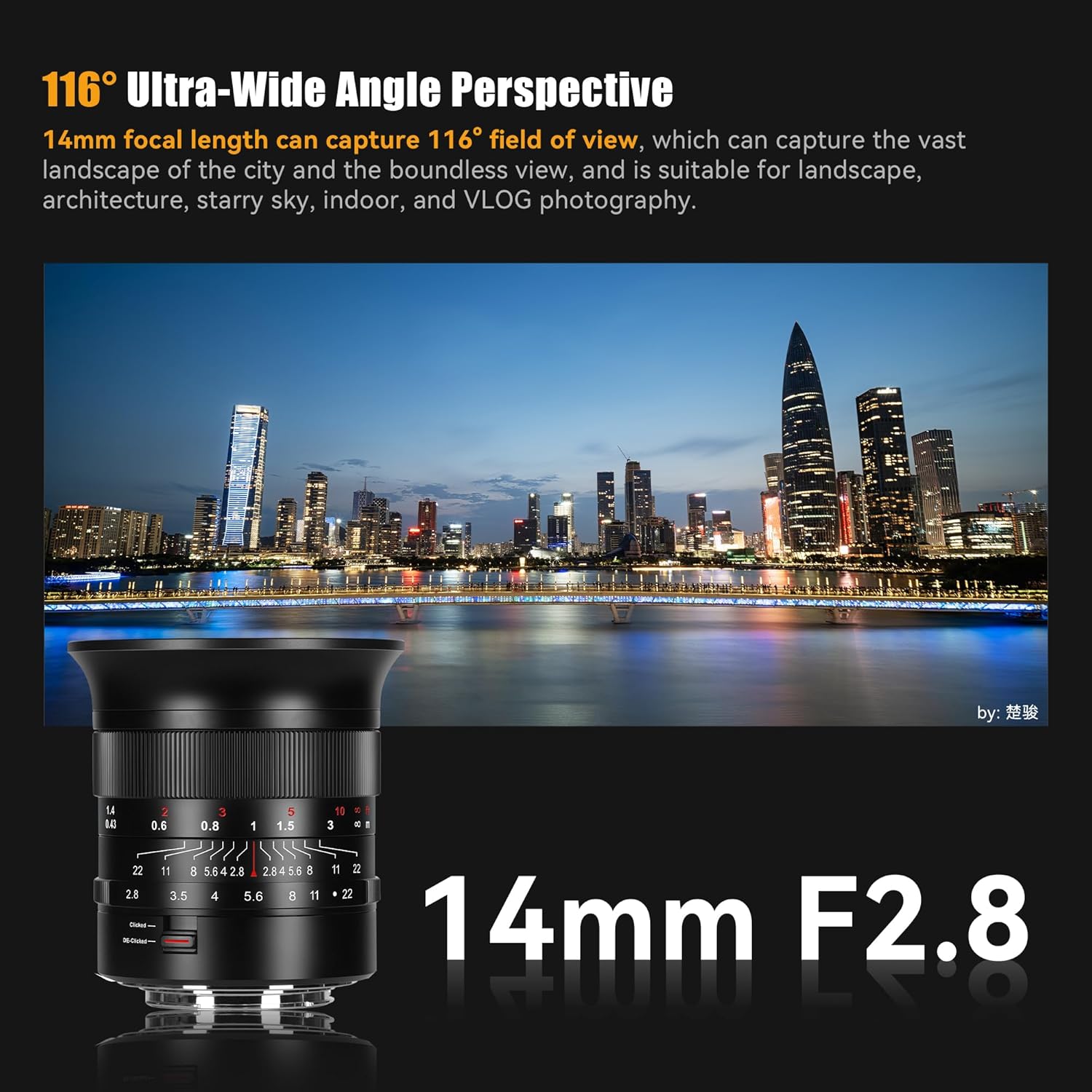 7artisans MF14mm F2.8 Full Frame Ultra Wide Angle 116° Large Aperture Single Focus Lens for Leica / Panasonic S1, DC-S1, S5, DC-S5, LUMIX S9 Series / Sigma L Series Mirrorless Cameras