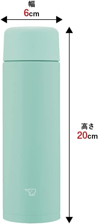Zojirushi SM-MA35-AL Water Bottle, Seamless Lid, Small Capacity, 11.8 fl oz (350 ml), Screw, Stainless Steel Mug, Integrated Lid and Gasket, Easy to Clean, Only 2 Parts to Wash, Soft Turquoise