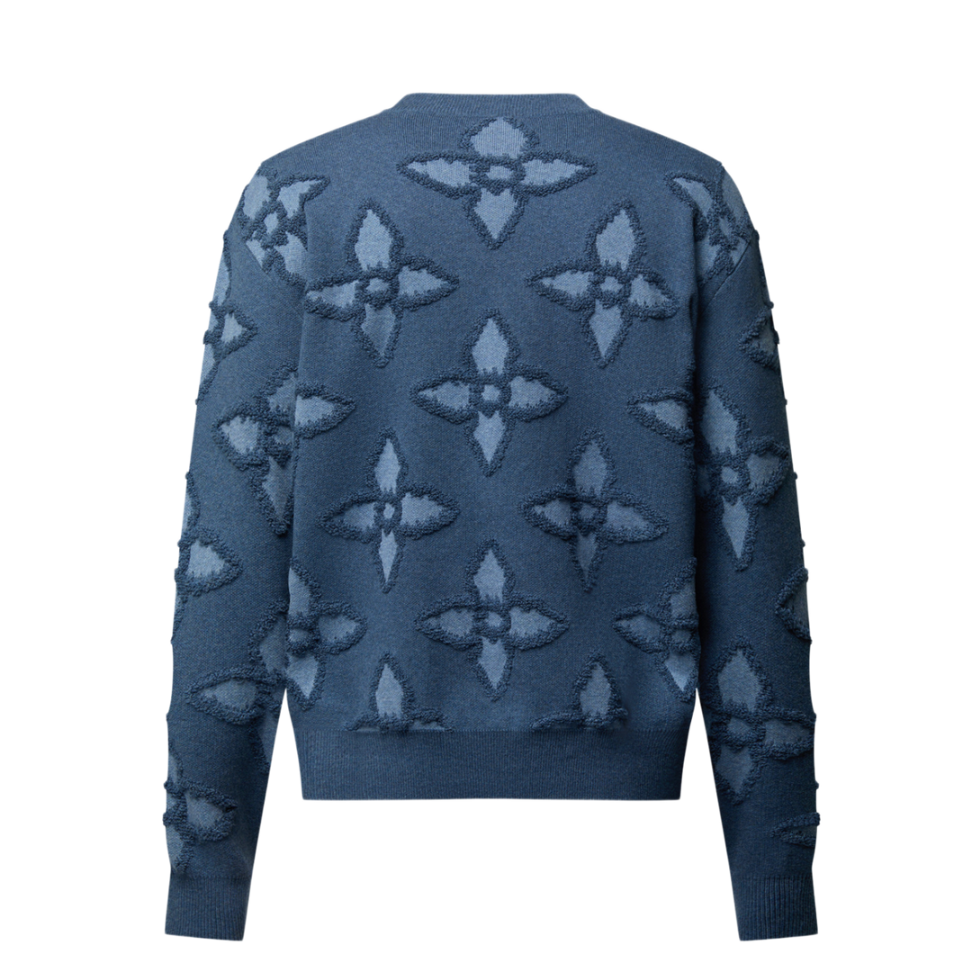 LOUIS VUITTON TEXTURED COTTON CREWNECK INDIGO