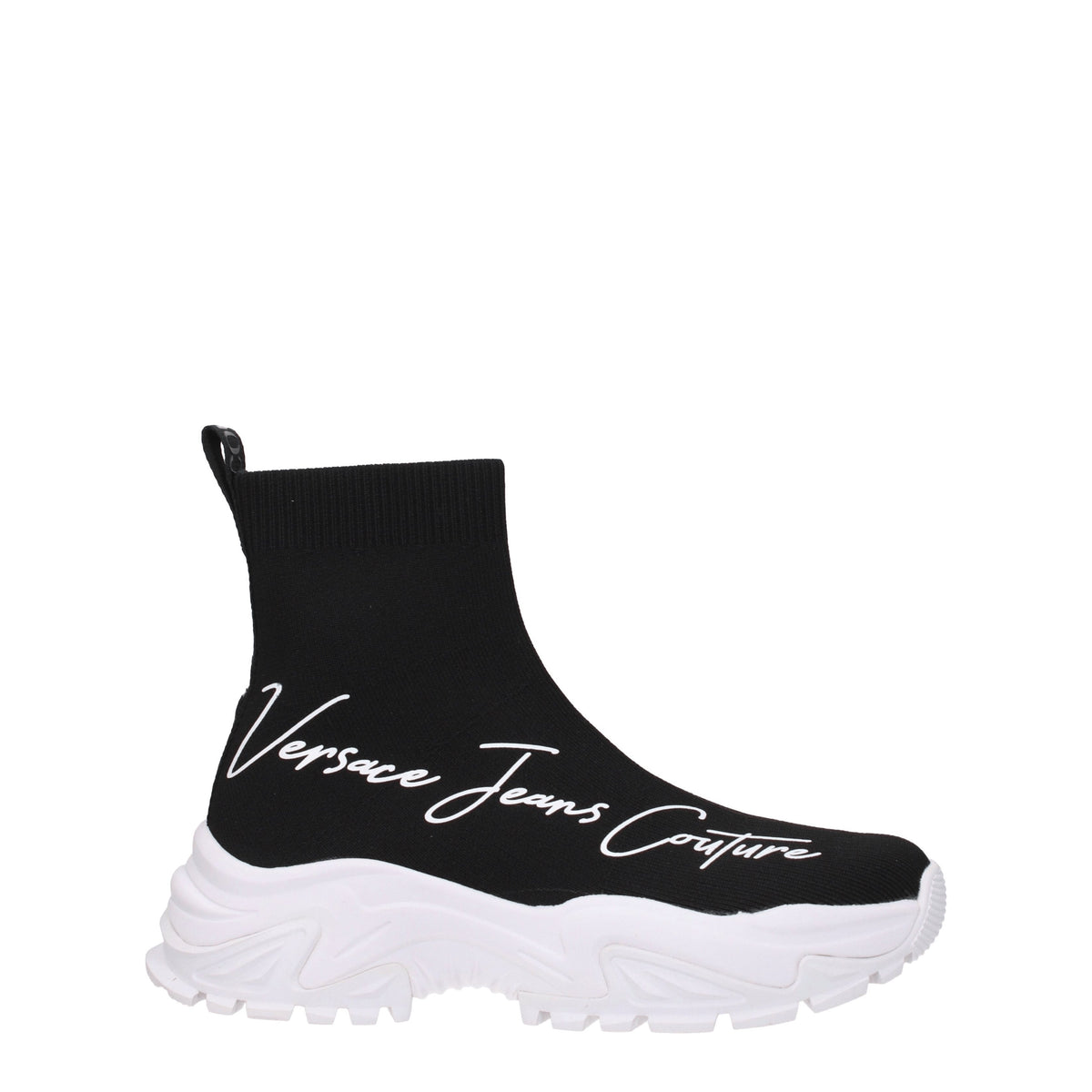 Versace ヴェルサーチジーンズスニーカークチュールウーマンファブリックブラック/ホワイト - Image 2