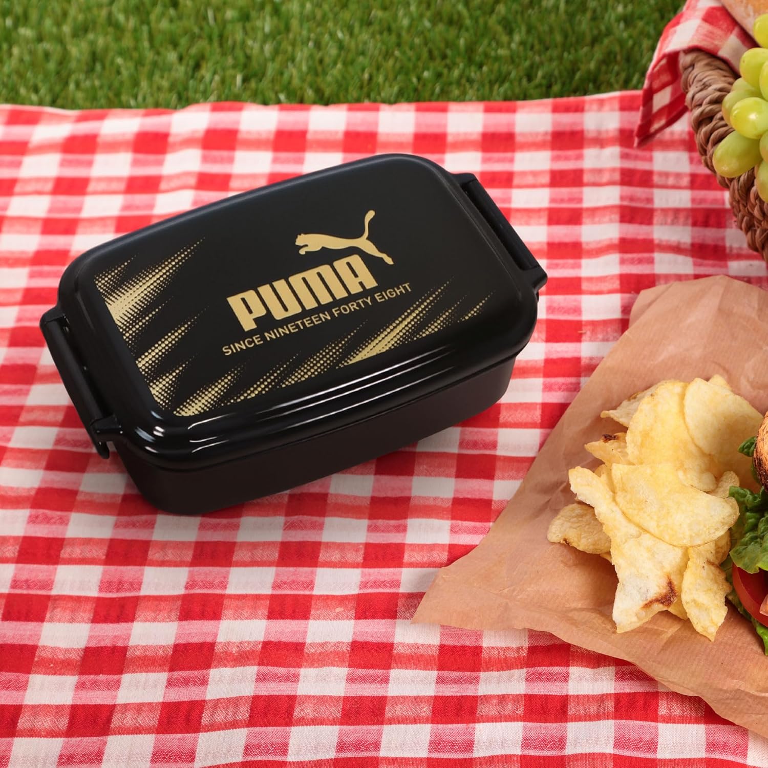 PUMA Kids Lunch Square Sealed Bento Box (500ml) W 6.6 inches (16.8 cm) x D 4.1 inches (10.4 cm) x H 2.3 inches (5.8 cm) PM536 Made in Japan