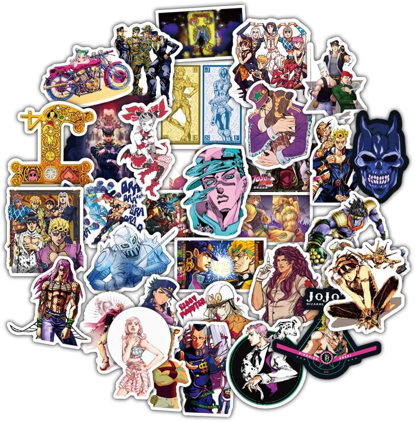 JoJo's Bizarre Adventure 50 Pcs Waterproof Stickers Cute Goods Waterproof Stickers PVC Cartoon Cute Guitar Notebook Skateboard Laptop Car