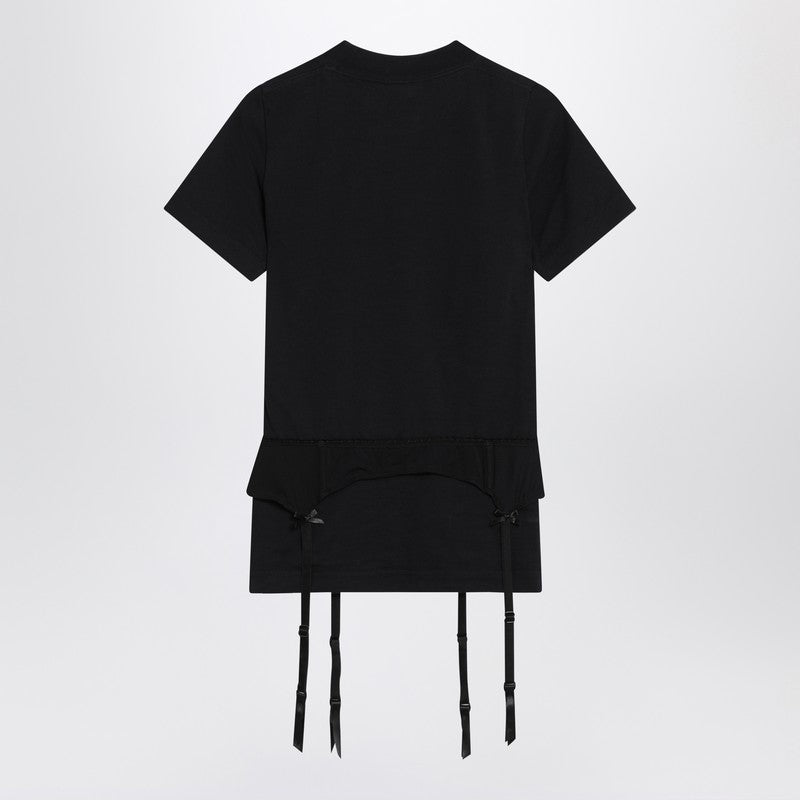 Balenciaga バレンシアガブラックジャージーストレッチランジェリーTシャツ - Image 2