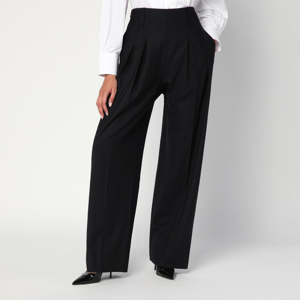Victoria Victoria Beckham Wide Black Trousers In Wool Blend - Image 2