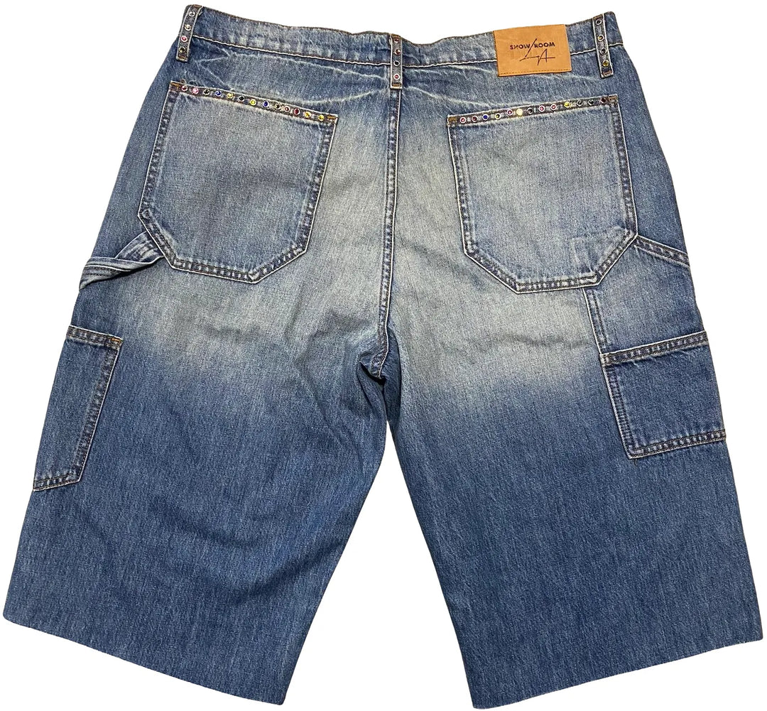 BOSSI BLUE WASH 'MULTICOLOR' STUDDED CARPENTER SHORTS