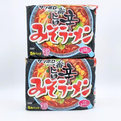 Delicious Miso Ramen, Instant Bag Noodles, Set of 5 Servings x 2 Bags | Spicy Miso Soup Delicious, Medium Thick and Sticky Noodles